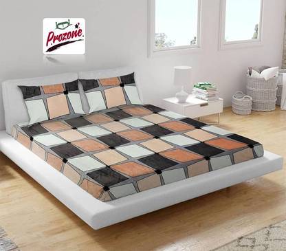PROZONE 230 TC Velvet King Printed Fitted (Elastic) Bedsheet