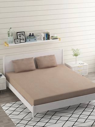 BROMWICK Microfiber Double Flat 300 TC Striped Bedsheet