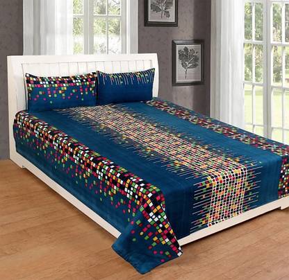 Bhagwati Handloom 185 TC Cotton Single Printed Flat Bedsheet