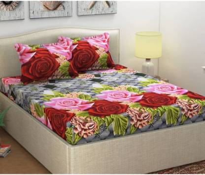Flipkart SmartBuy 120 TC Microfiber Double 3D Printed Flat Bedsheet
