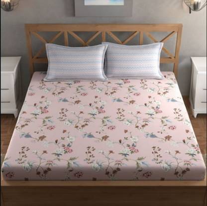 Urban Arts 400 TC Cotton King Floral Flat Bedsheet