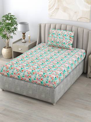 Bombay Dyeing Cotton Single Flat 104 TC Floral Bedsheet