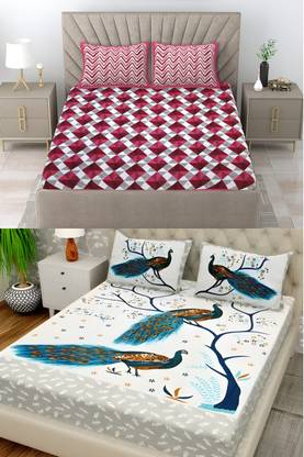 Flipkart SmartBuy 104 TC Cotton Double Jaipuri Prints Flat Bedsheet