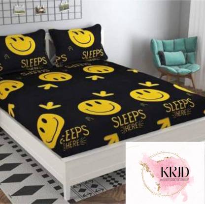 KRJD Microfiber King Fitted (Elastic) 182 TC Striped Bedsheet