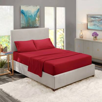 BEVI Microfiber Double Flat 300 TC Solid Bedsheet