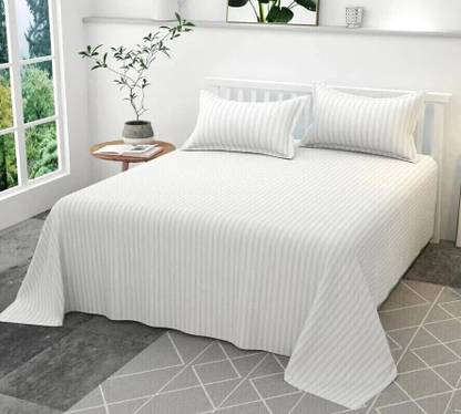 lacoza Cotton Blend Double Flat 400 TC Striped Bedsheet