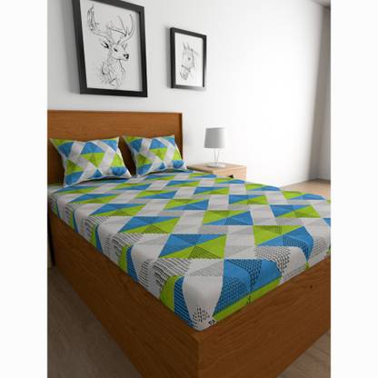METRO LIVING Cotton Queen Flat 104 TC Printed Bedsheet