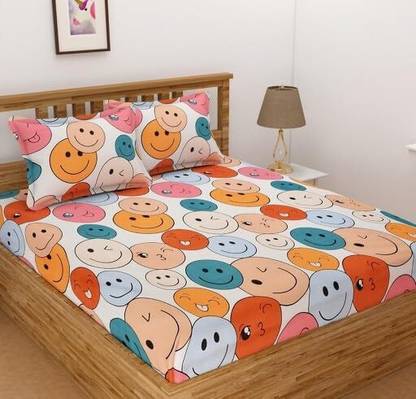 Vkn Enterpries Cotton Double Fitted (Elastic) 220 TC Cartoon Bedsheet