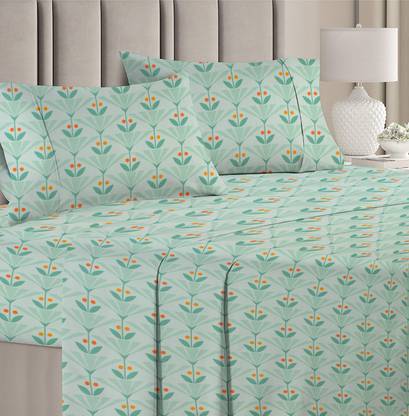 VAS COLLECTIONS 160 TC Cotton Double Floral Flat Bedsheet