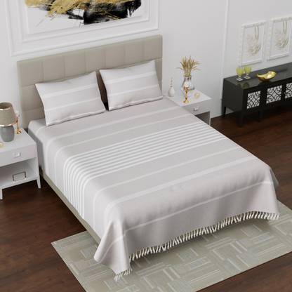 Varde 180 TC Cotton Double Striped Flat Bedsheet