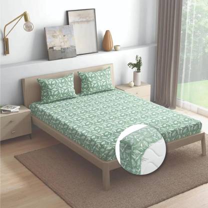 Wakefit 144 TC Cotton King Printed Fitted (Elastic) Bedsheet