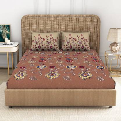 SPACES 144 TC Cotton Double Printed Flat Bedsheet