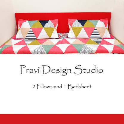 Pravi Design Studio 180 TC Cotton Double Printed Fitted (Elastic) Bedsheet