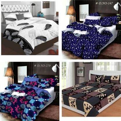 Shivaay overseas 180 TC Polycotton Double 3D Printed Flat Bedsheet