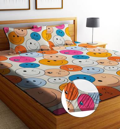 Decorum 180 TC Cotton Double Printed Fitted (Elastic) Bedsheet