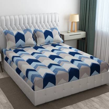 Cotton Bolls Textiles Cotton King Fitted (Elastic) 300 TC Printed Bedsheet