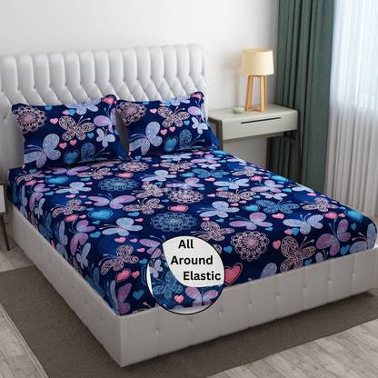 Adidev 250 TC Cotton Double, King Floral Fitted (Elastic) Bedsheet