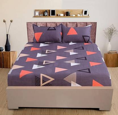 ARDM 204 TC Cotton Double Geometric Fitted (Elastic) Bedsheet