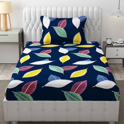 TINDLER KNOTS Cotton, Microfiber Single Flat 210 TC Geometric Bedsheet