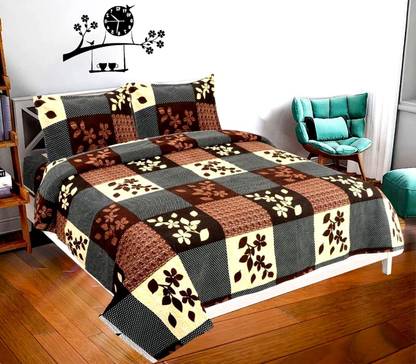 Bedit 200 TC Cotton Double 3D Printed Flat Bedsheet
