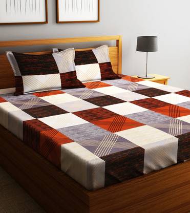 Fashion String Microfiber Double Flat 144 TC Printed Bedsheet