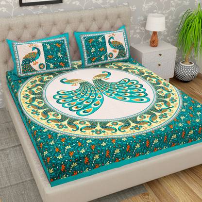 Cosito 144 TC Cotton Single Jaipuri Prints Flat Bedsheet