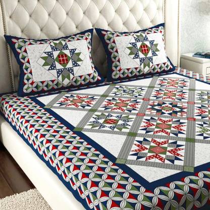 Leo Creation Cotton Double Flat 144 TC Jaipuri Prints Bedsheet