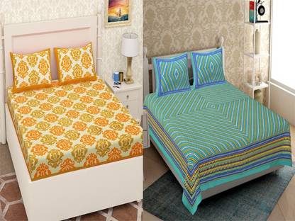 150 TC Cotton Double Jaipuri Prints Bedsheet