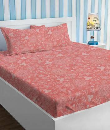 VAS COLLECTIONS Microfiber Double Flat 160 TC Floral Bedsheet