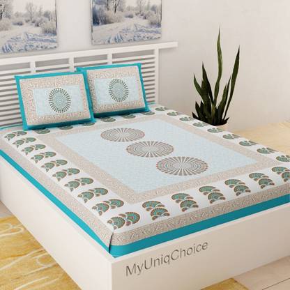 KRISMARTELITE 115 TC Cotton King Printed Flat Bedsheet