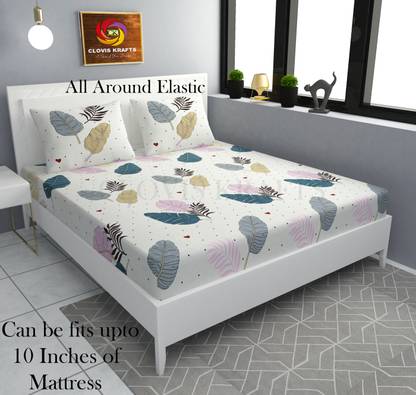CLOVIS KRAFTS Cotton Crib Fitted (Elastic) 300 TC Printed Bedsheet