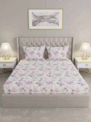 Raymond Home Cotton Double Flat 104 TC Floral Bedsheet