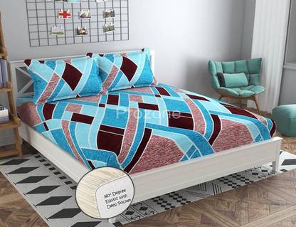 PROZONE 200 TC Fleece Double Printed Fitted (Elastic) Bedsheet