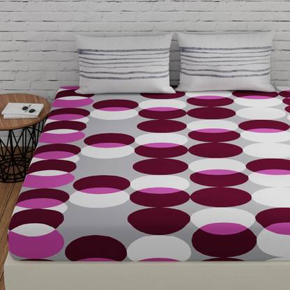 Huesland Cotton Double Flat 144 TC Geometric Bedsheet