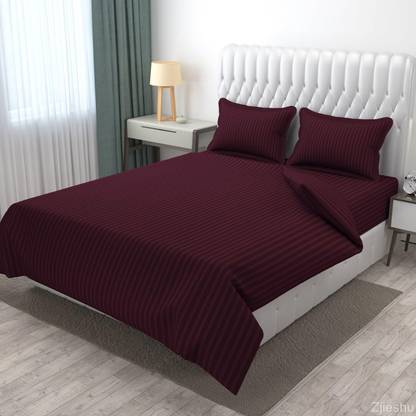 DreamLinen Cotton Queen Flat 250 TC Striped Bedsheet