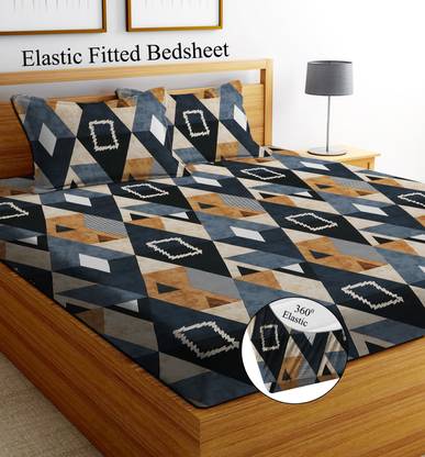 Decorum 180 TC Cotton Double Printed Fitted (Elastic) Bedsheet
