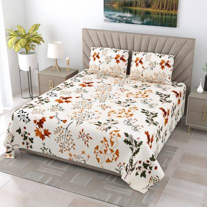 DIGITRENDZZ 300 TC Cotton King Floral Flat Bedsheet