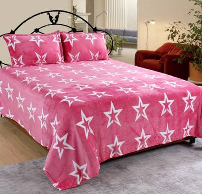 Decent Home Woolen Double Fitted (Elastic) 350 TC Floral Bedsheet