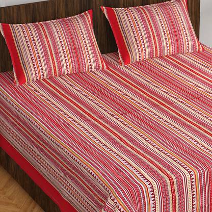 Home@shop Cotton Double Flat 144 TC Printed Bedsheet