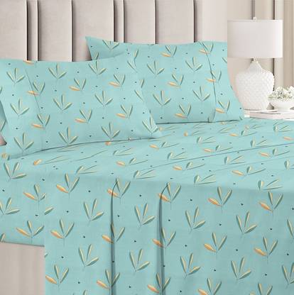 VAS COLLECTIONS 160 TC Cotton Double Floral Flat Bedsheet