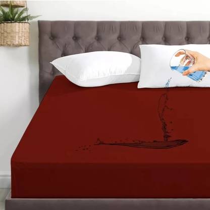 Blufurn Cotton Double Fitted (Elastic) 200 TC Solid Bedsheet