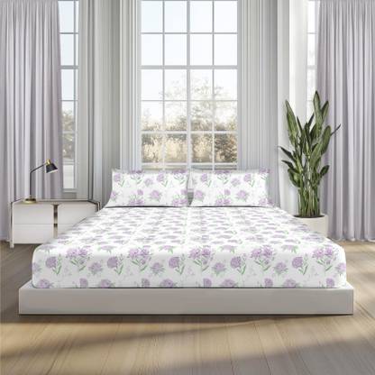 Sleepsia Cotton Queen Flat 180 TC Floral Bedsheet