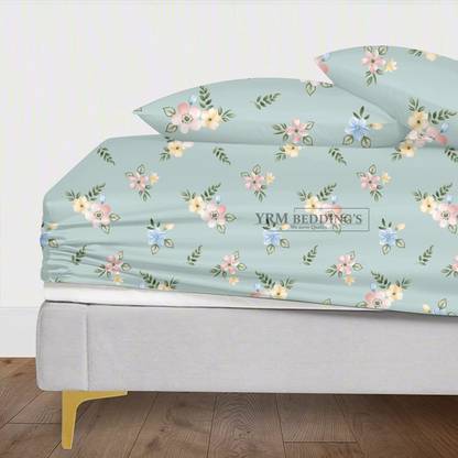 YRM 210 TC Cotton King Printed Fitted (Elastic) Bedsheet