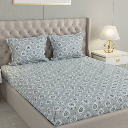 Raymond Home Cotton Double Flat 104 TC Floral Bedsheet