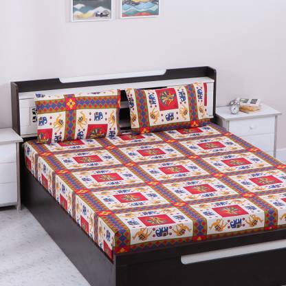 Flipkart SmartBuy 104 TC Cotton Double Printed Flat Bedsheet