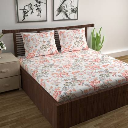Divine Casa Cotton Double Flat 144 TC Floral Bedsheet