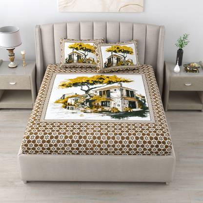 HomeMoods 180 TC Cotton King Jaipuri Prints Flat Bedsheet