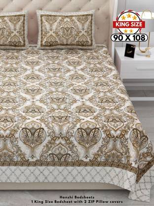 HANSHI Cotton King Flat 260 TC Jaipuri Prints Bedsheet