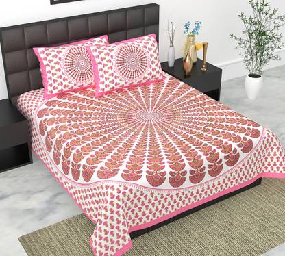 VNV Creation Cotton Double Flat 144 TC Printed Bedsheet
