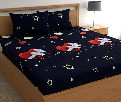Decorum 180 TC Polycotton Double 3D Printed Flat Bedsheet